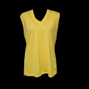 Unity stretch yellow sleeveles blouse Sz. L